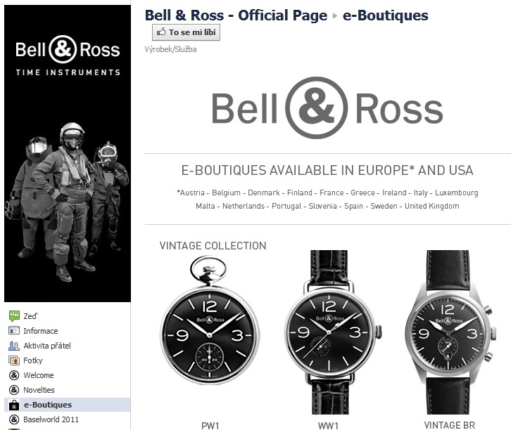 Obchod Bell & Ross na Facebooku